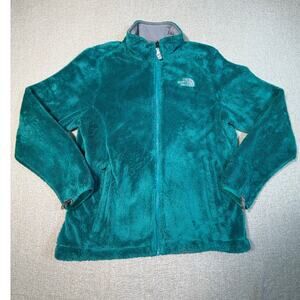 The North Face Women Large Green Osito Fleece Hiking Outdoor Jacket Full Zip